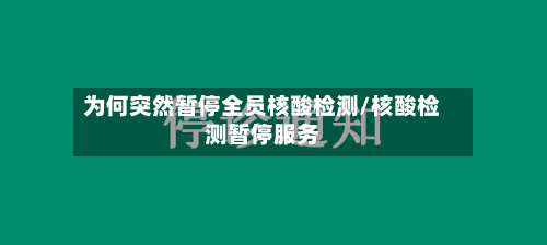 为何突然暂停全员核酸检测/核酸检测暂停服务-第2张图片