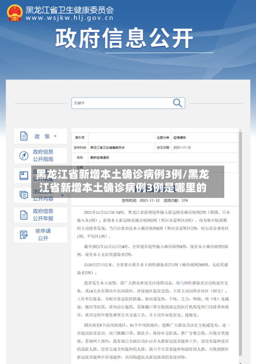 黑龙江省新增本土确诊病例3例/黑龙江省新增本土确诊病例3例是哪里的