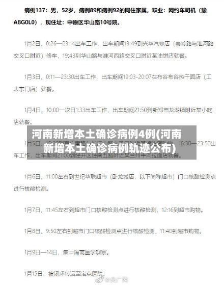 河南新增本土确诊病例4例(河南新增本土确诊病例轨迹公布)-第3张图片