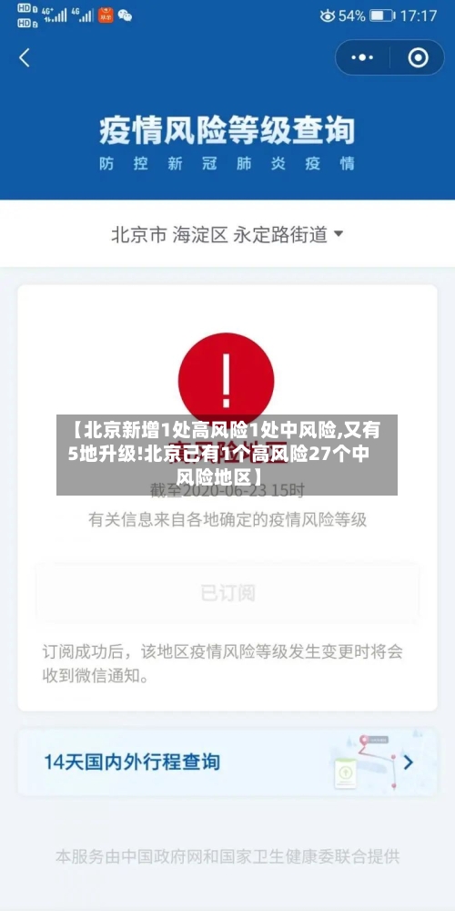 【北京新增1处高风险1处中风险,又有5地升级!北京已有1个高风险27个中风险地区】-第2张图片