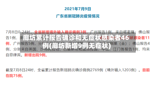 廊坊累计报告确诊和无症状感染者46例(廊坊新增9例无症状)