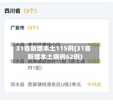 31省新增本土115例(31省新增本土病例62例)-第2张图片