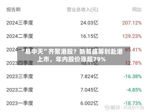 “易中天”齐聚港股？新易盛筹划赴港上市	，年内股价涨超79%-第2张图片