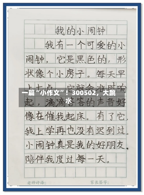 一篇“小作文”！300502，大跳水