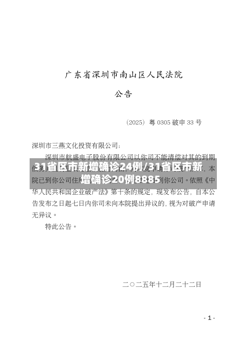 31省区市新增确诊24例/31省区市新增确诊20例8885